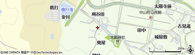 愛知県豊橋市石巻中山町（奥屋）周辺の地図