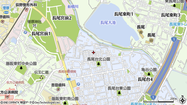 〒573-0106 大阪府枚方市長尾台の地図