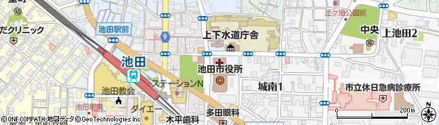 池田市役所議会　事務局周辺の地図