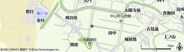愛知県豊橋市石巻中山町（田中）周辺の地図