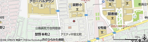大阪府枚方市中宮北町周辺の地図
