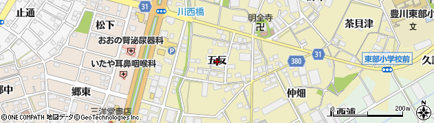 愛知県豊川市牧野町（五反）周辺の地図