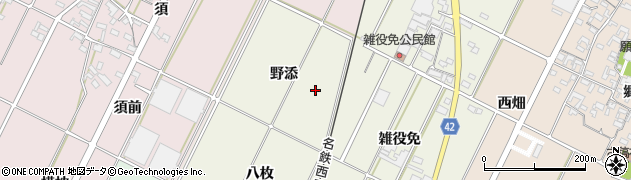 愛知県西尾市吉良町上横須賀（小蒔田）周辺の地図