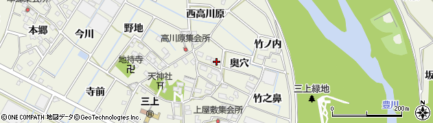 愛知県豊川市三上町東高川原周辺の地図