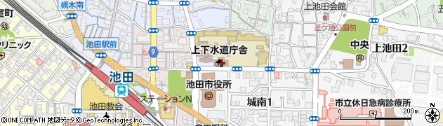 池田市役所　上下水道部用地管理課周辺の地図