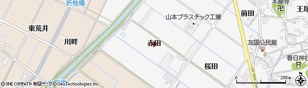 愛知県西尾市吉良町友国（赤田）周辺の地図