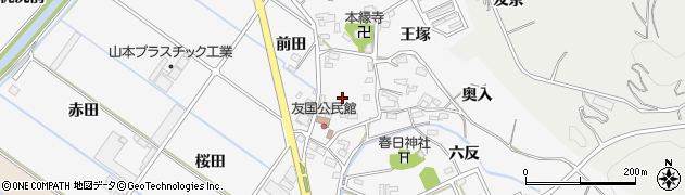 愛知県西尾市吉良町友国（揚ケ）周辺の地図