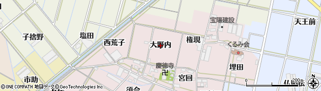 愛知県西尾市一色町池田（大野内）周辺の地図