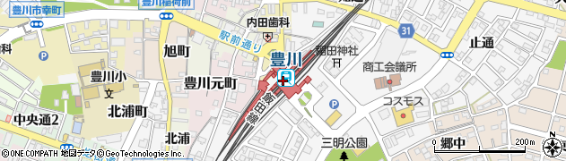 豊川駅周辺の地図