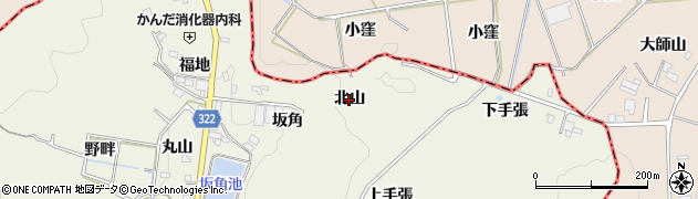 愛知県蒲郡市一色町（北山）周辺の地図
