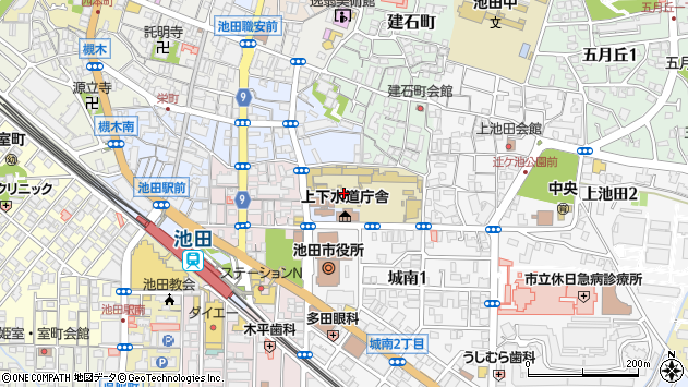 〒563-0054 大阪府池田市大和町の地図
