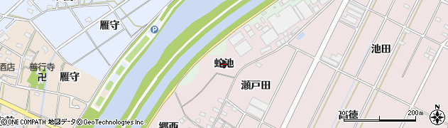 愛知県西尾市吉良町下横須賀（蛇池）周辺の地図