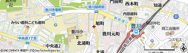 愛知県豊川市旭町周辺の地図