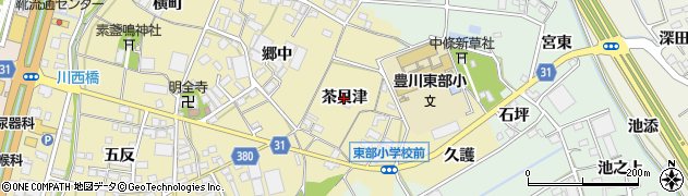 愛知県豊川市牧野町（茶貝津）周辺の地図