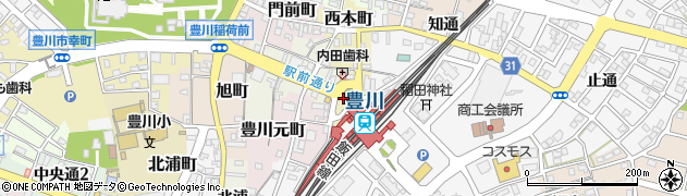 豊川駅前周辺の地図