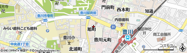 愛知県豊川市旭町17周辺の地図