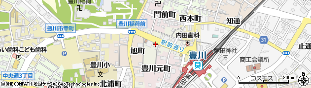 豊川商店街駅前駐車場周辺の地図