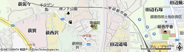 京都府京田辺市薪天神堂周辺の地図