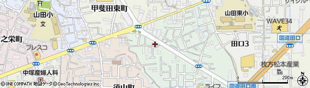 大阪府枚方市甲斐田新町周辺の地図