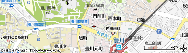 愛知県豊川市豊川町久通周辺の地図