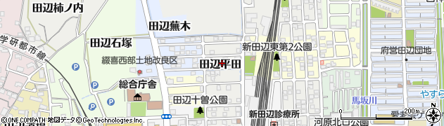 京都府京田辺市田辺平田周辺の地図