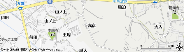 愛知県西尾市吉良町津平友京周辺の地図