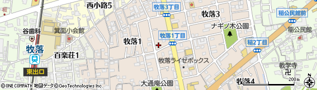 ラーメンまこと屋 箕面牧落店周辺の地図