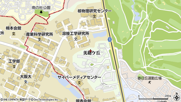 〒567-0047 大阪府茨木市美穂ケ丘の地図