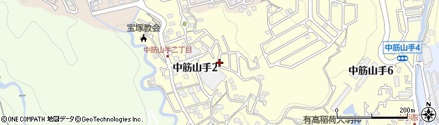 兵庫県宝塚市中筋山手2丁目周辺の地図