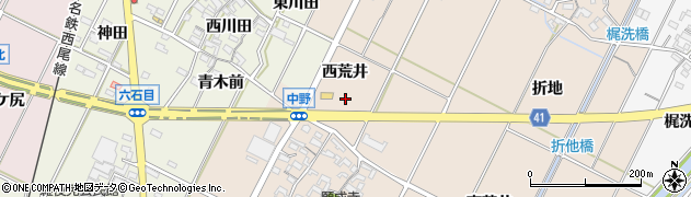 愛知県西尾市吉良町中野（西荒井）周辺の地図