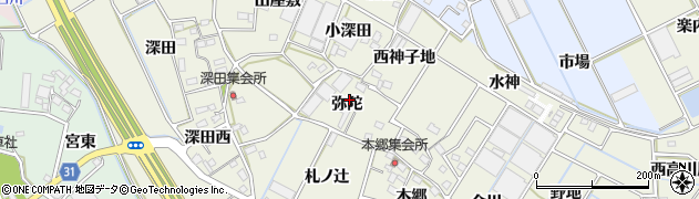 愛知県豊川市三上町弥陀周辺の地図
