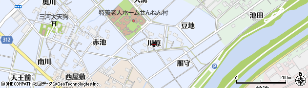 愛知県西尾市平口町（川原）周辺の地図