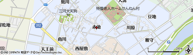 愛知県西尾市平口町（赤池）周辺の地図