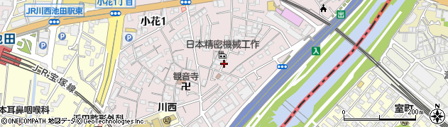 兵庫県川西市小花周辺の地図