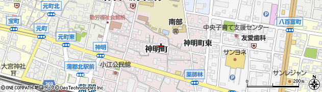 愛知県蒲郡市神明町周辺の地図