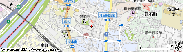 大阪府池田市栄本町周辺の地図
