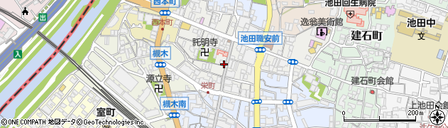 大阪府池田市栄本町5-25周辺の地図