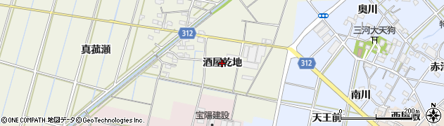 愛知県西尾市市子町（酒屋乾地）周辺の地図