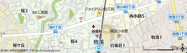 ヒロコーヒー 箕面桜店周辺の地図