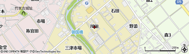 愛知県豊川市為当町川田周辺の地図