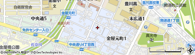 愛知県豊川市金屋元町周辺の地図