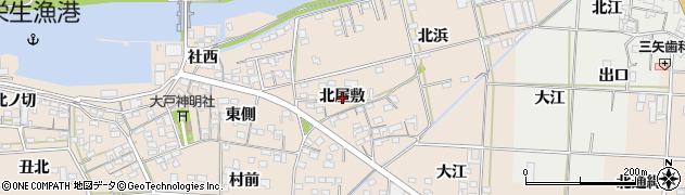 愛知県西尾市一色町治明（北屋敷）周辺の地図