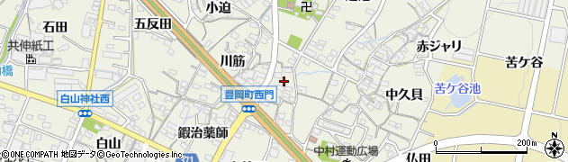 愛知県蒲郡市豊岡町西門周辺の地図