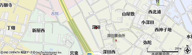 愛知県豊川市三上町（深田）周辺の地図