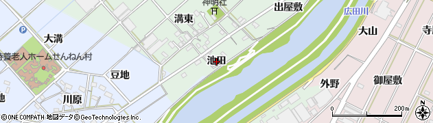 愛知県西尾市横手町（池田）周辺の地図