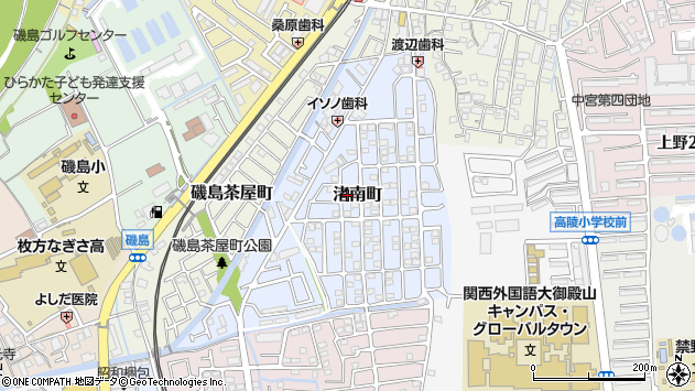 〒573-1183 大阪府枚方市渚南町の地図