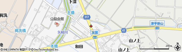 愛知県西尾市吉良町友国（榎下）周辺の地図