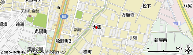 愛知県豊川市牧野町（大薮）周辺の地図