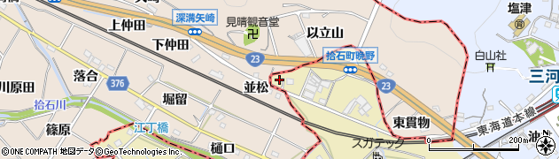 愛知県蒲郡市拾石町（晩野）周辺の地図