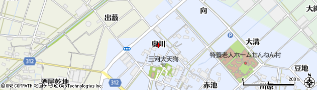 愛知県西尾市平口町（奥川）周辺の地図